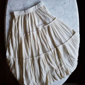 Vintage Pleated Cream Midi Skirt